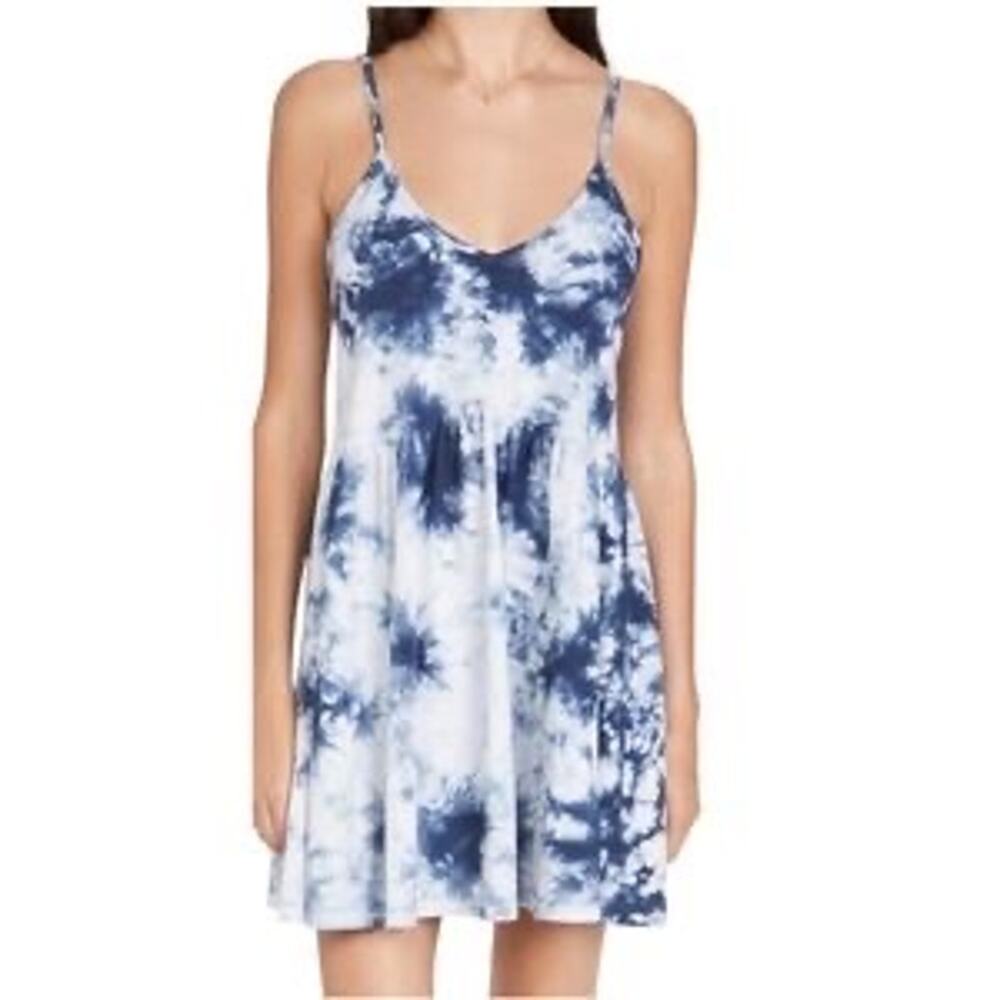 Z Supply Kona Cloud Dress XS Blue Tie Dye BabyDoll Bohemian Flowy Vacation NWT